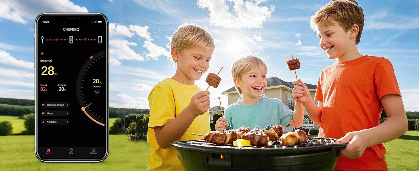 Бездротовий термометр для м'яса ANTELA з Bluetooth 200M, LCD дисплеєм, сигналом та APP, для приготування на грилі, BBQ та в духовці