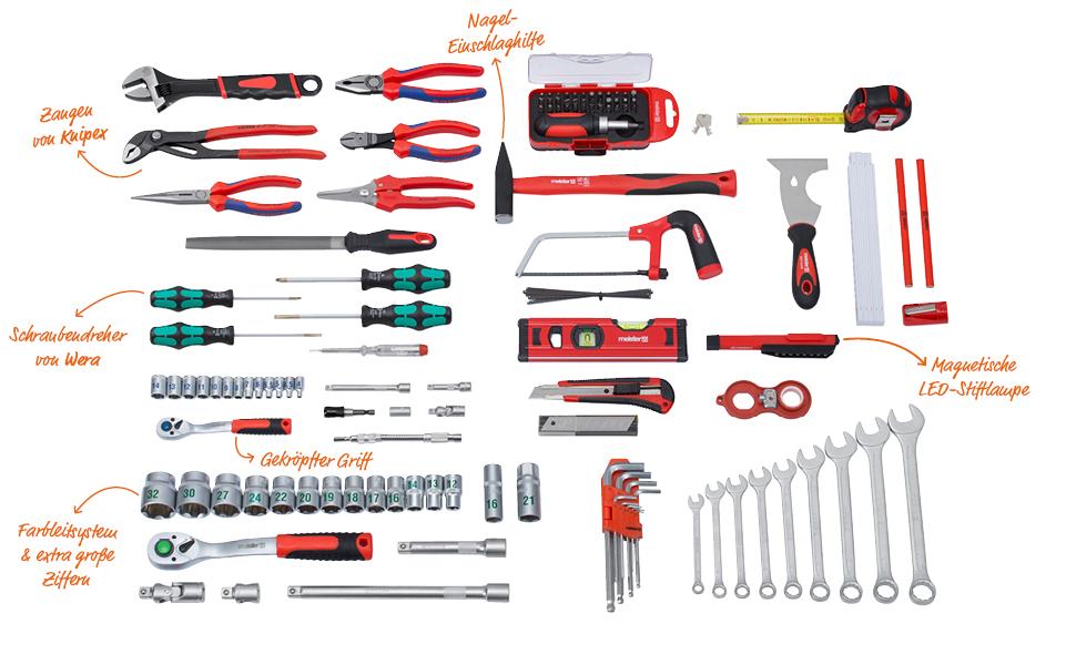 Набір інструментів Meister 131 предметів Knipex & Wera в алюмінієвому кейсі - професійний валіза з інструментами для майстрів