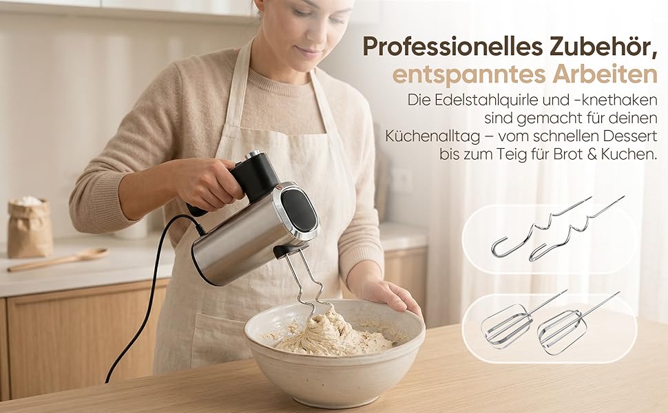 Міксер ручний ProfiCook PC-HM 1335, 400 Вт, 5 швидкостей, турбо-режим, нержавіюча сталь