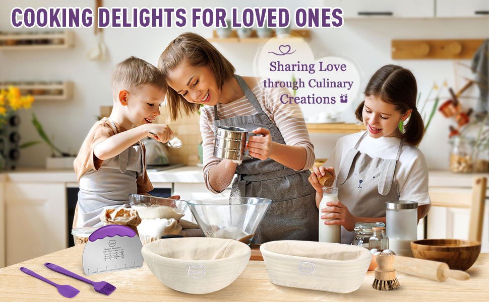 Набір для випікання кислотного хліба MIAOKE: корзини для бродіння, скребок для тіста, ніж для хліба, пензлик, підкладки та інше