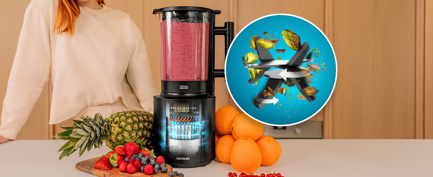 Стаціонарний блендер Cecotec Grand Katana 2700MAX Total Destroy Screen - 2700W, цифровий дисплей, 1,8 л, чорний