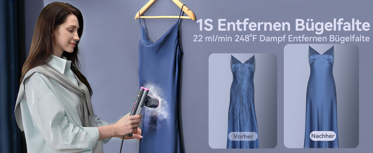 Парoгенератор для одягу Jack & Rose, 110-240V, 1000W, портативний, 2-в-1, для подорожей, сірий