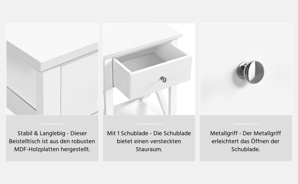 Журнальний столик Yaheetech з шухлядою та полицею, білий, для вітальні та спальні, скандинавський дизайн