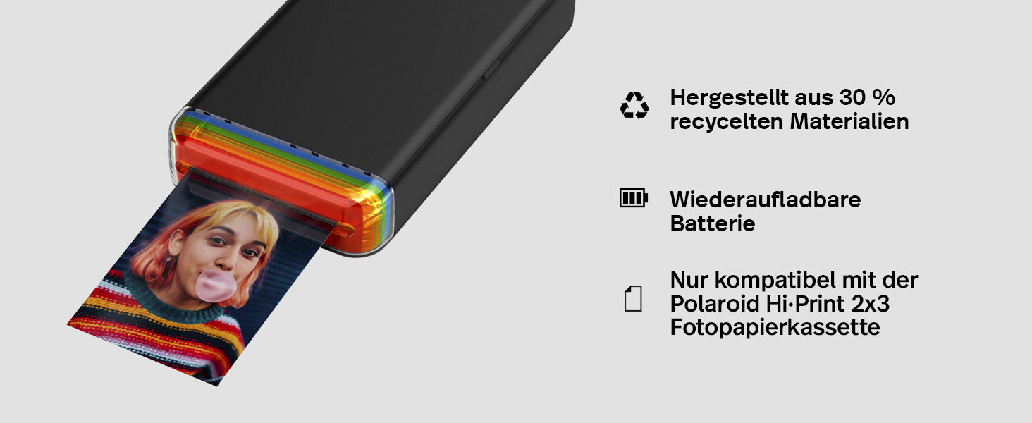 Polaroid Hi-Print+ - Друге покоління: Портативний фотодрук з Bluetooth + Пакет плівки (40 шт.)