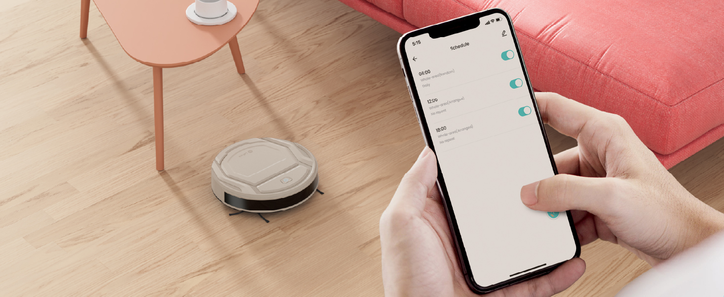 Робот-пилосос LEFANT M210P: потужність 2200 Pa, тиха робота 55dB, Wi-Fi, Bluetooth, Alexa, керування через додаток, час роботи 120 хвилин, для шерсті тварин та твердих поверхонь. Модель M210C