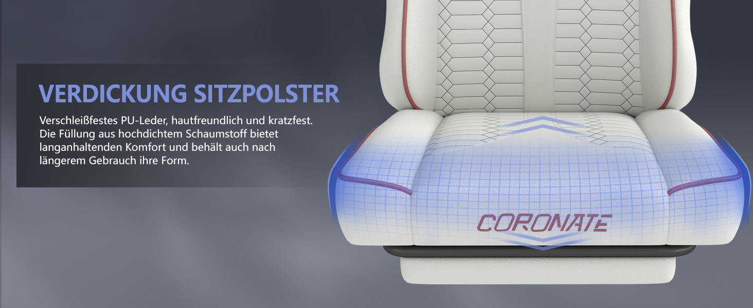 Ергономічне геймерське крісло з підніжкою, підголівником та підтримкою попереку. Регульоване геймерське крісло для дому та офісу, біло-червоне.