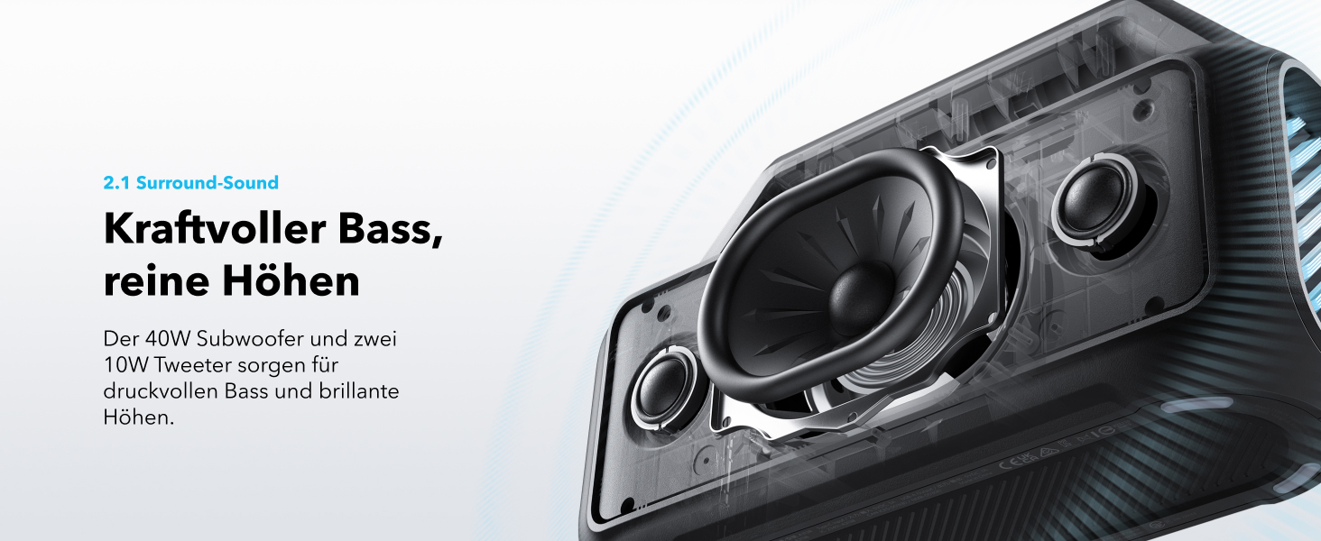 Soundcore Boom 2 - Портативна Bluetooth-колонка, 80W, сабвуфер, BassUp 2.0, 24 години, IPX7, LED, USB-C, BT 5.3, Чорна