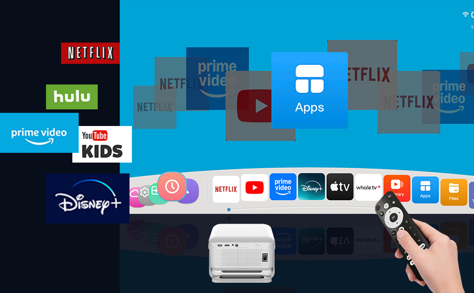 Міні-проектор Smart Beamer 4K з автофокусом та корекцією трапеції, WiFi6, Bluetooth, 600ANSI, 1080P Full HD, для дому та на вулицю, обертання 180°, сумісний з Netflix, модель L350-NF