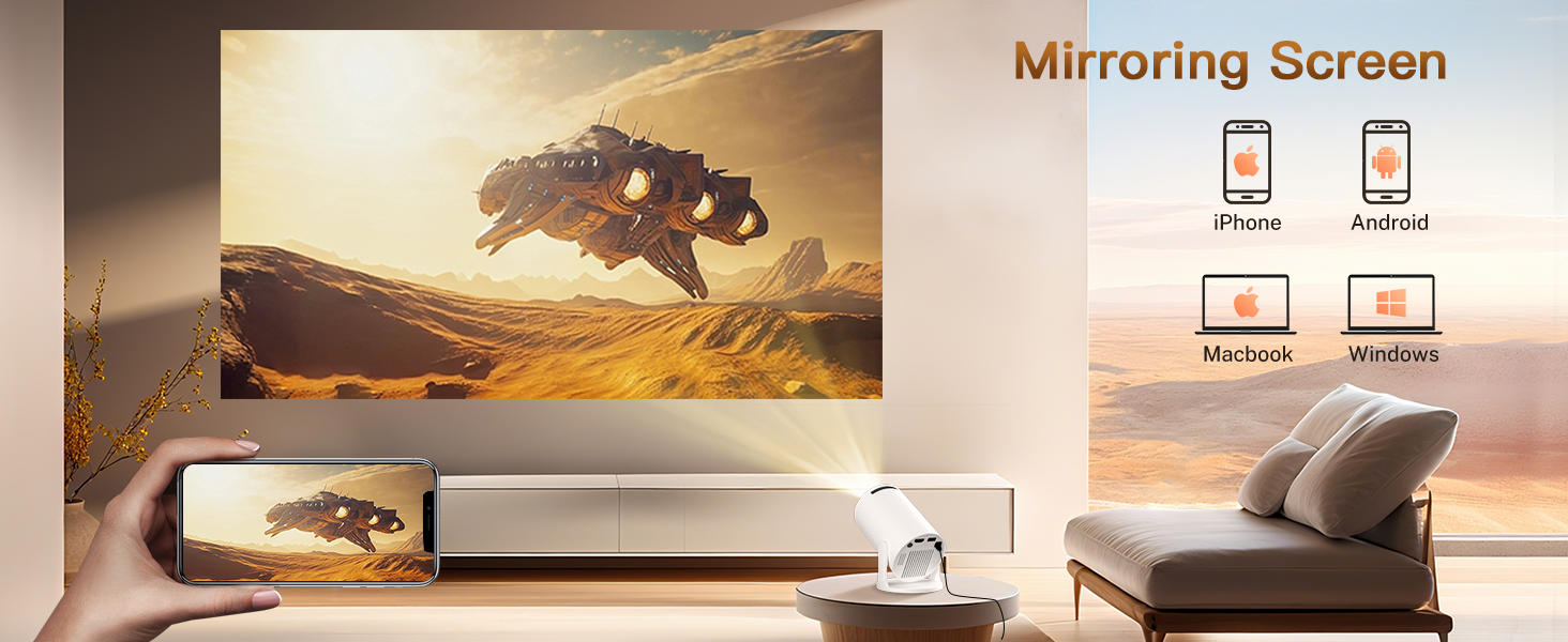 Портативний проєктор LYNCAST HY300 Pro з Wi-Fi, Bluetooth та Android 11. Підтримка 1080P/4K, поворотний на 180°, для домашнього кінотеатру та використання на відкритому повітрі