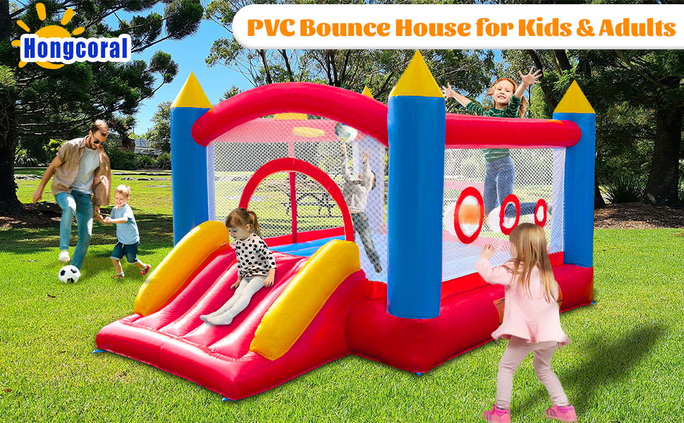 Надувний батут для дітей з насосом, міцний матеріал, для 3-4 дітей, 315x245x194 см (PVCSZ)