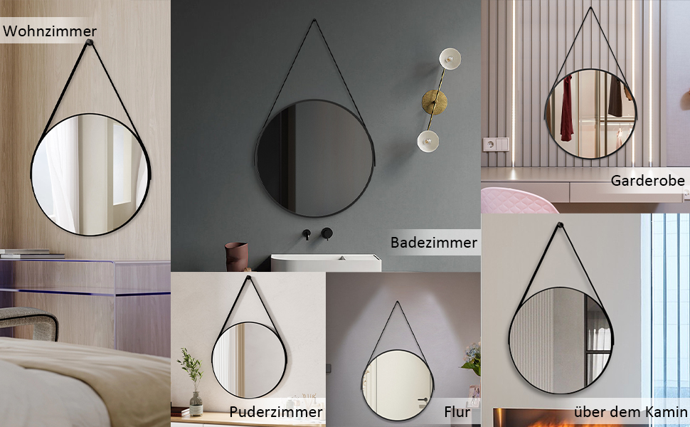 Дзеркало Boromal Spiegel Schwarz 100x60 см прямокутне з металевим каркасом. Чорний настінний дзеркало для ванної кімнати, туалетного приміщення, спальні.