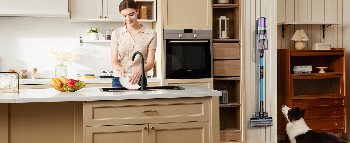 Бездротовий пилосос Proscenic P16: акумуляторний, 550W, 65 хв роботи, гнучкий згин, GreenEye, антизаплутувальна насадка, для килимів, твердих поверхонь, шерсті тварин, синій