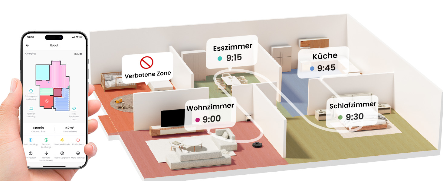 Робот-пилосос LEFANT M330 Pro з функцією миття, 3-в-1, 5000Pa, лазерна навігація, уникнення перешкод PSD, керування через додаток та голосове управління (M2 Pro, чорний)