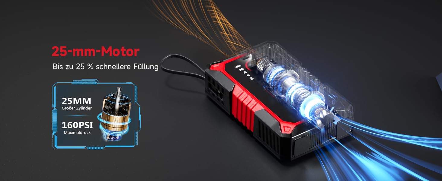 Пусковий пристрій GOOLOO A5 4000A з компресором 160 PSI та функцією Powerbank, червоний