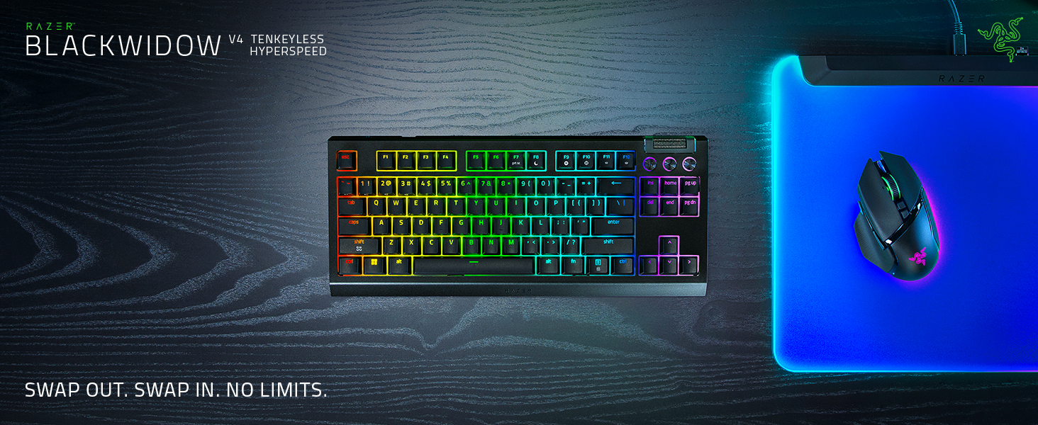 Механічна ігрова клавіатура Razer BlackWidow V4 TKL HyperSpeed з Green Switch (RGB Chroma, 6 макро-клавіші, QWERTZ DE-Layout)