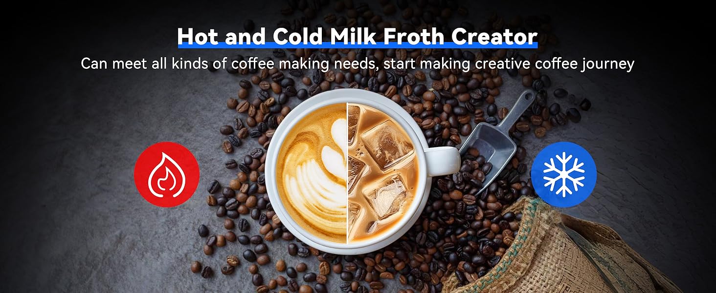 Електричний спінювач молока 5-в-1, 600 мл, з регулюванням температури, для лате, капучино, чорний