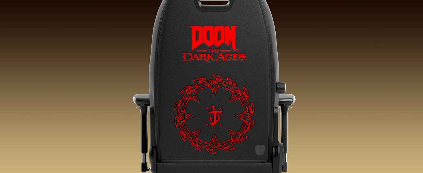 Ігрове крісло noblechairs Legend Doom: The Dark Ages Edition — ергономічний офісний стілець з підтримкою попереку, 4D-підлокітниками та шкіряним покриттям PU, до 150 кг
