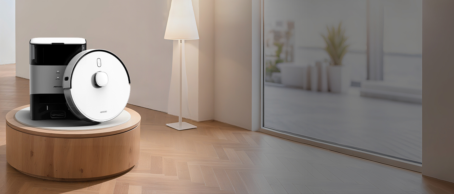 Робот-пилосос AIRROBO T30+ з функцією миття, LiDAR навігація, 6000Pa, 3.5L пилозбірник, 240 хв роботи, керування через додаток, білий малюнок