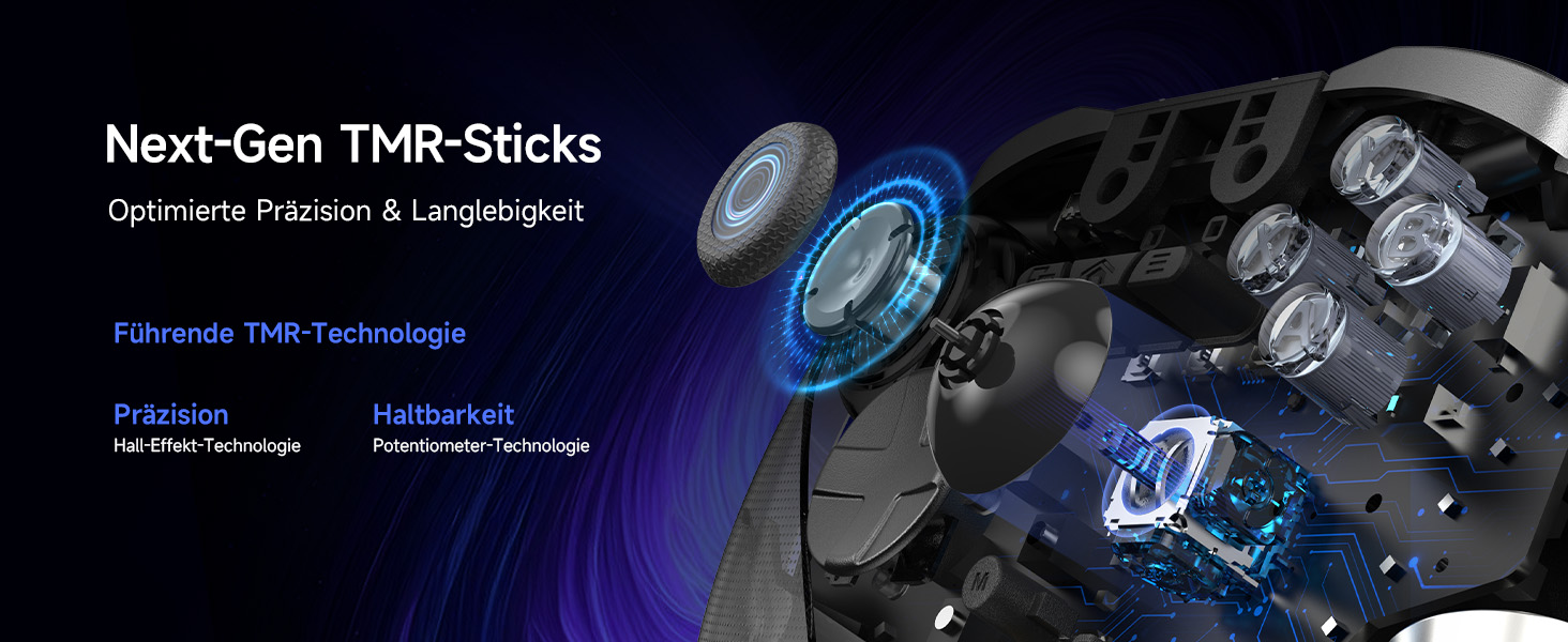 EasySMX D10 Контролер для ПК з зарядною станцією, бездротовий контролер з TMR джойстиком та 2-в-1 тригером, 1000Hz Polling контролер з RGB підсвічуванням для ПК/Switch/Android – Чорний