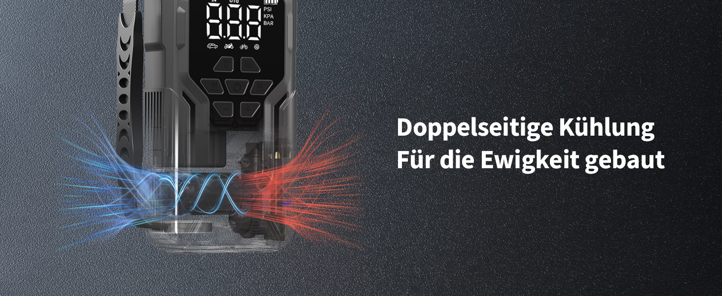 Powerbank Starthilfe 6000A з компресором 150PSI: портативний пусковий пристрій для авто та мото (бензин, дизель до 10.0L) з LED-ліхтариком QC3.0, срібний