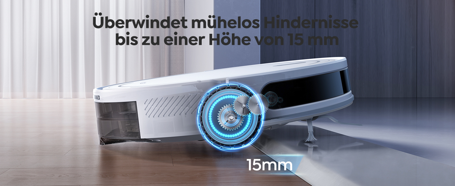 Робот-пилосос Vyzzle 5000Pa з функцією миття, LDS-навігація, D10, керування через додаток/Alexa, для шерсті тварин, килима, твердих підлог, білий