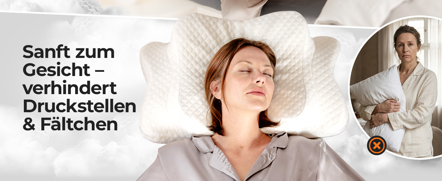 Подушка для шиї з Memory Foam, ергономічна, Oeko-TEX®, регулює температуру, біла