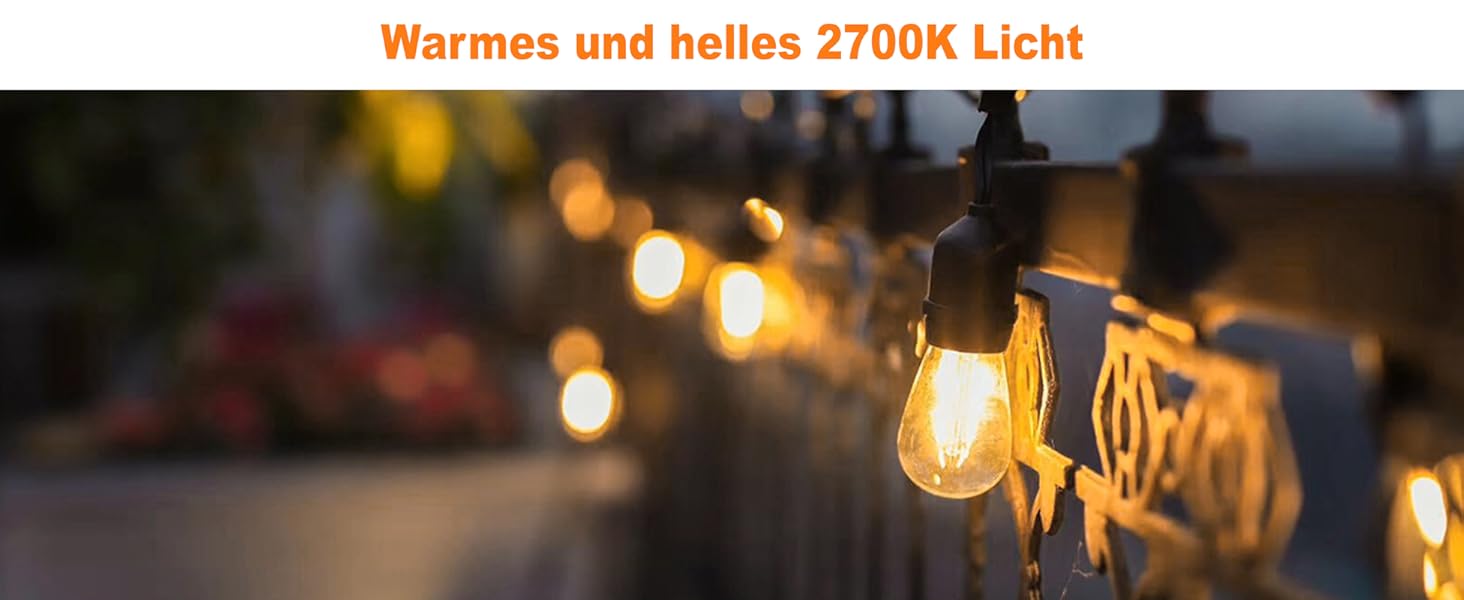 BRIMAX LED гірлянда для вулиці, 30 метрів, AC220-240V, IP44, 46+4 лампочки G40 E12 1W, 2200K тепле біле світло, розширювана, для кемпінгу, ярмарку, саду, вечірки