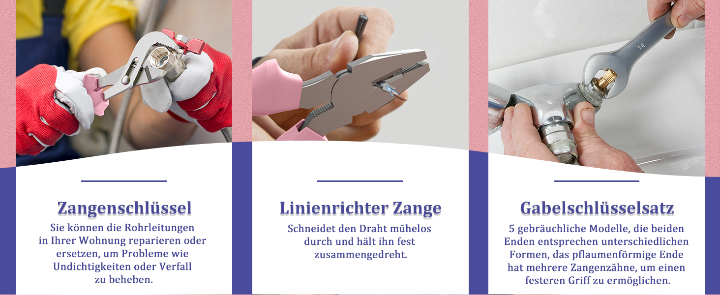 Набір інструментів Sundpey 281 предметів в кейсі рожевого кольору: набір гайкових ключів, викруток, шестигранників, плоскогубців