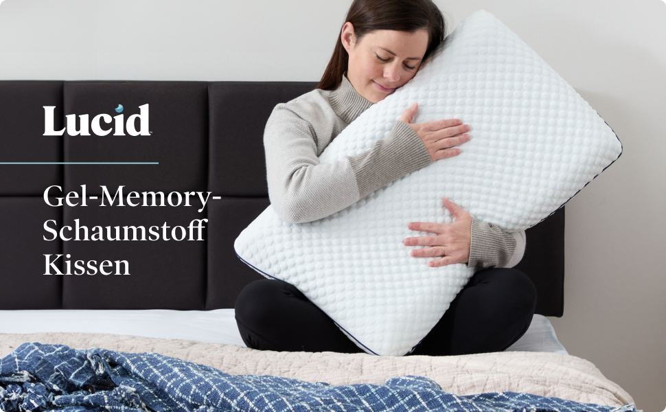 Подушка з гелевої піни з пам'яті ефекту LUCID 40x60 см – дихаюча – охолоджуючий ефект – знімний чохол – подушка Öko-Tex, білий