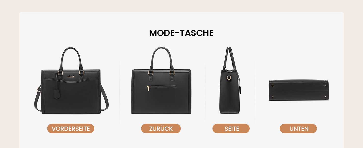 LOVEVOOK Сумка для ноутбука 15.6 дюймів, жіноча, велика, з PU-шкіри, для роботи, навчання, універсальна, чорна