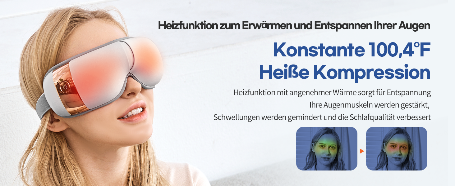 Масажер для очей HubiCare з підігрівом та вібрацією: для зняття втоми, мігрені та темних кіл під очима