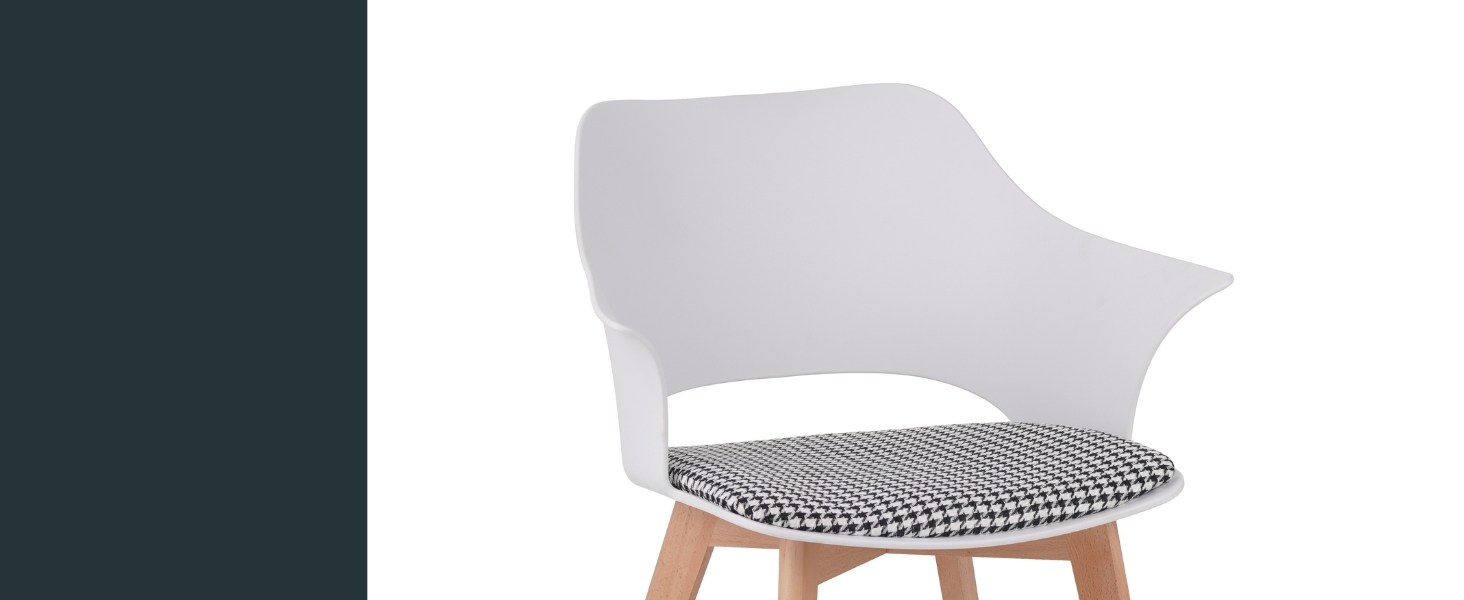 Набір з 4-х стільців Albatros для їдальні, Aalborg, білий - дерев'яні ніжки з масиву буку, скандинавський ретро-дизайн, зручний стільчик-чаша, елегантний кухонний стілець для обіднього столу