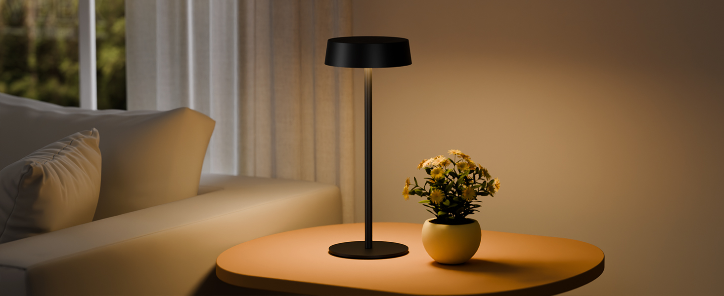 Сонярна LED лампа Suright настільна, акумуляторна, USB-C, 3 режими, регулювання яскравості, IP65, чорна