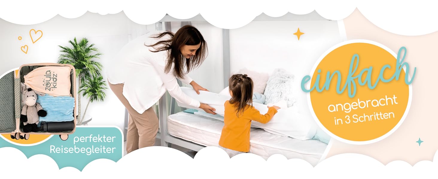 Подушка для годування Zoula Kidz® надувна, портативна (150 см) з бавовняним чохлом OEKO-TEX – для подорожей та дому