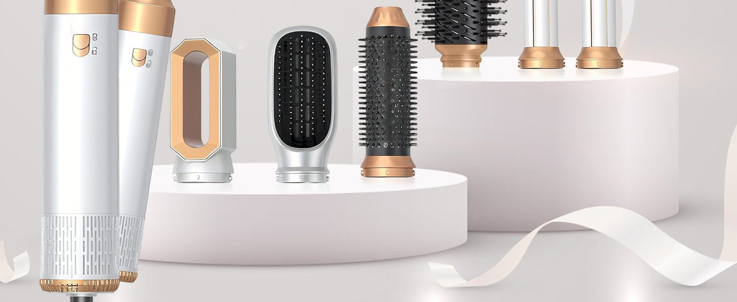 Airstyler 5 в 1 1000W Warmluftbürste набір для укладки волосся: фен-щітка, випрямляч, плойка, насадки для локонів та сушіння