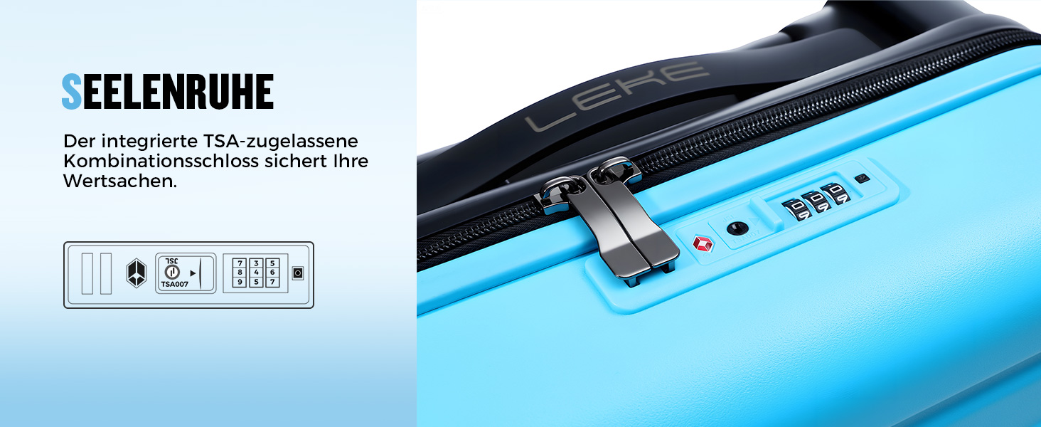 Чемодан ручної об'єм Lekebobor 2 шт. 45x36x20 см (EasyJet) з TSA-замком та колесами, блакитний. Набір валіз, дорожній набір, валіза-ролер.