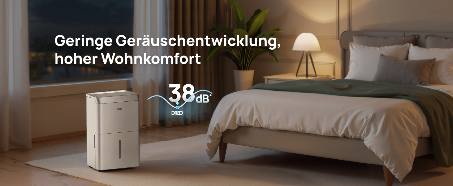 Dreo Електричний осушувач повітря 20л/24г - для приміщень 37 м², енергозберігаючий, тихий, з керуванням через App & Alexa, 3 режими, таймер, регулювання вологості, з відводом води, для спальні та ванної кімнати, білий