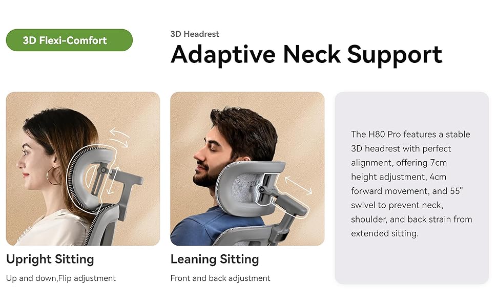 Крісло офісне MUSSO H80 Pro з ергономічною спинкою, сітчасте, з підтримкою попереку, регульовані підлокітники, підставка для ніг, темно-сіре