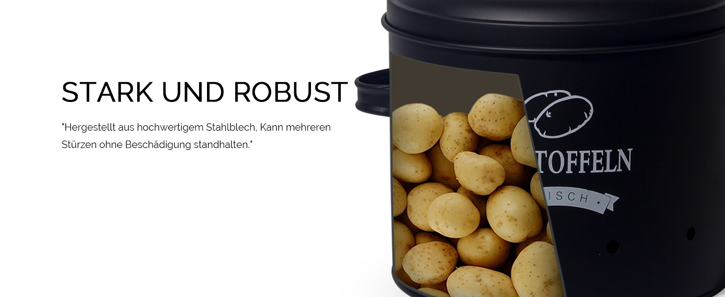 Набір контейнерів для зберігання картоплі Theo&Cleo, ретро дизайн, металевий, для кухні, чорний