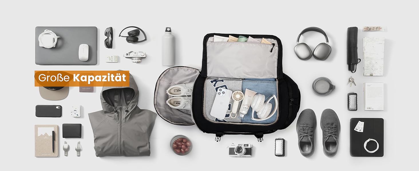 Спортивна сумка LOVEVOOK для чоловіків з відділенням для взуття, 65L, 52x45x28 см, Duffel Bag, для подорожей, Gym Bag, ручна поклажа, чорна