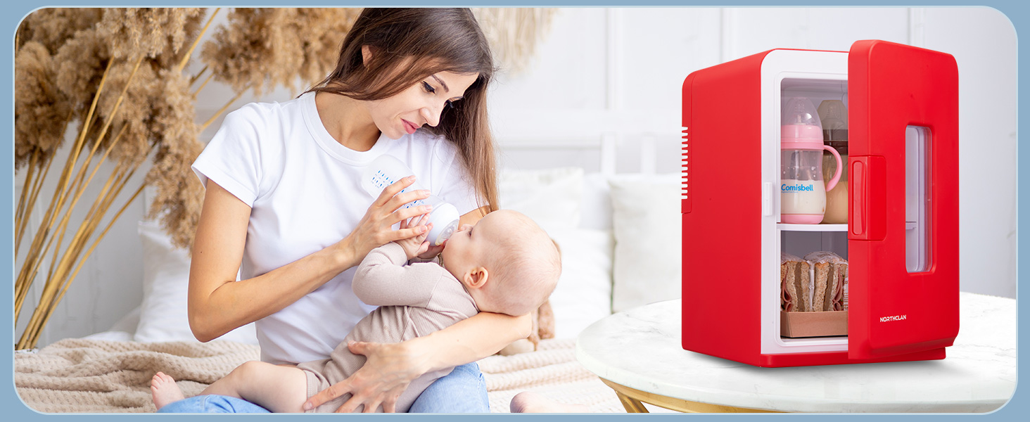 Mini холодильник FOHERE 15L з функцією охолодження та обігріву, для дому, офісу та авто, червоний