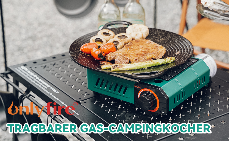 Портативний газовий набір для кемпінгу Onlyfire Klein з кейсом, 2000W, Piezo-запалювання, для походів та подорожей на автодомі, зелений