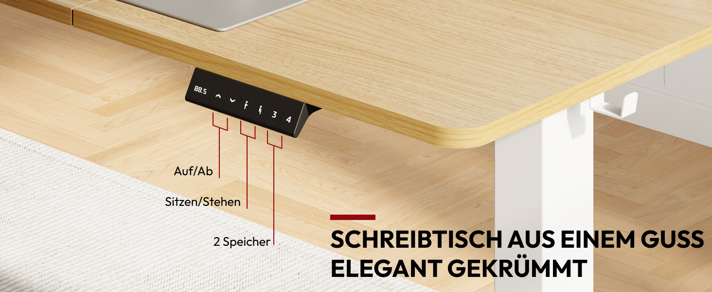 Регульований стіл Sanodesk 110x60 см з суцільною стільницею - компактний стоячий стіл для маленьких приміщень, ергономічний та стильний, білий