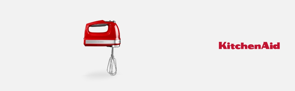Міксер ручний KitchenAid 9 швидкостей, червоний Empire Red: з вінчиками, гаками для тіста та насадкою, 85 Вт, Soft-Start, LED-дисплей