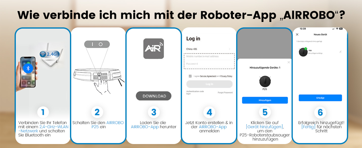 Робот-пилосос AIRROBO P25: потужність 2800Pa, для тварин, керування через додаток, 120 хвилин роботи, з пультом, чорний
