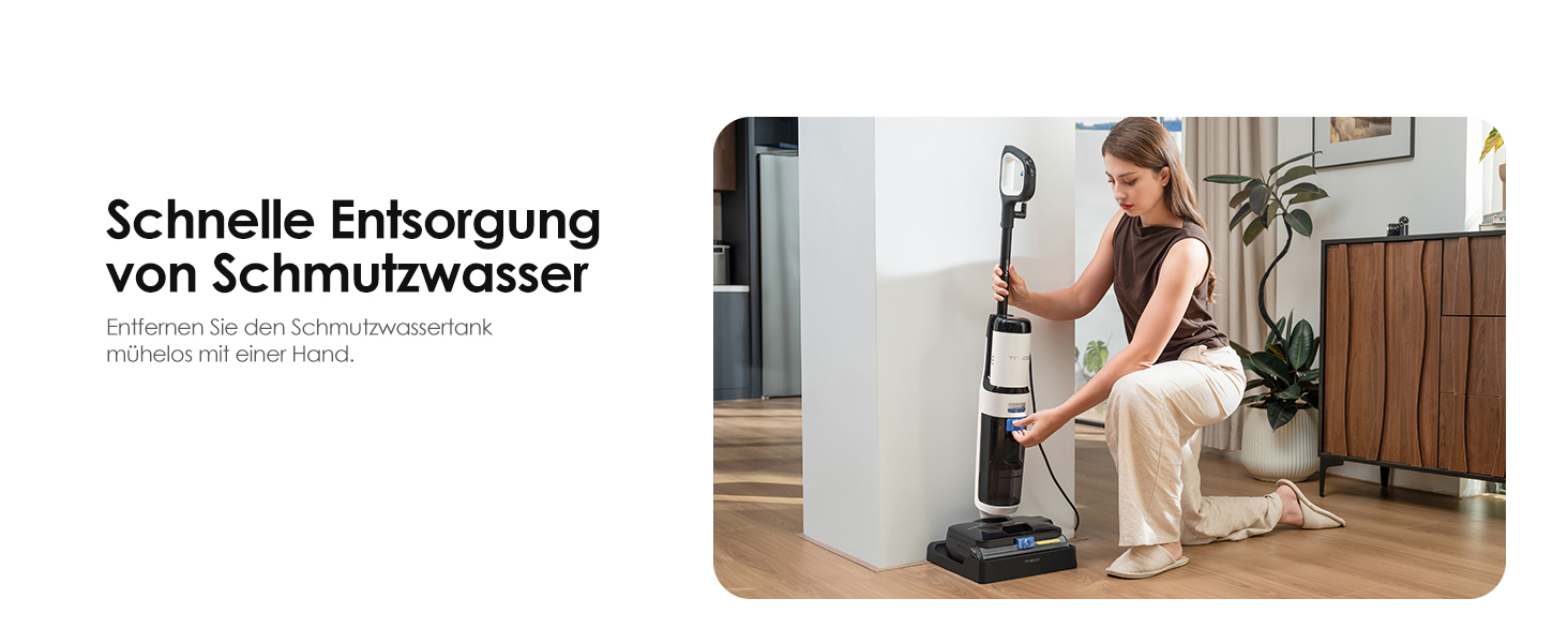 Tineco Floor One S6 Stretch Steam: Волого-сухий пилосос для твердих підлог з функцією пари, 22000 Па, Anti-Tangle, Flashdry 85°C, 50 хв роботи, для шерсті тварин
