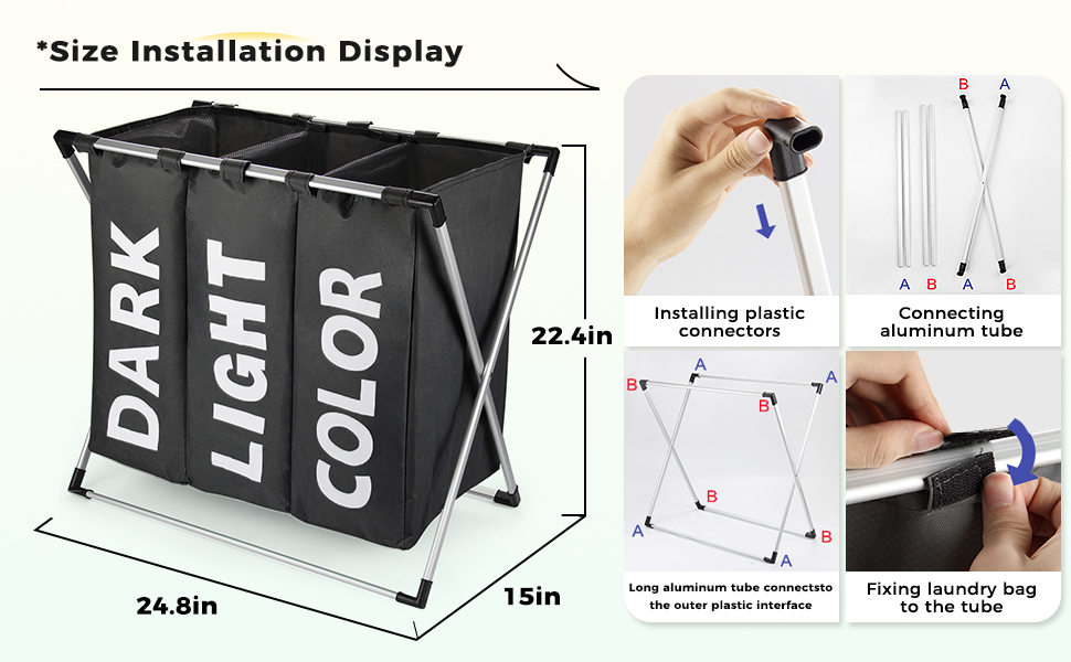 Сортувальник для білизни Oxford Trio з 3 відділеннями (102L) - Чорний