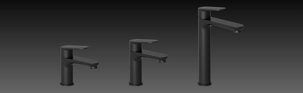 Змішувач для ванни KLUDI-X1 з ручкою-витяжкою, висота зливу 75 мм, хромований, з виливним водозбіром, для ванни, керамічний картридж, акумулятор, чаша для води з підключеннями (S, чорний матовий)