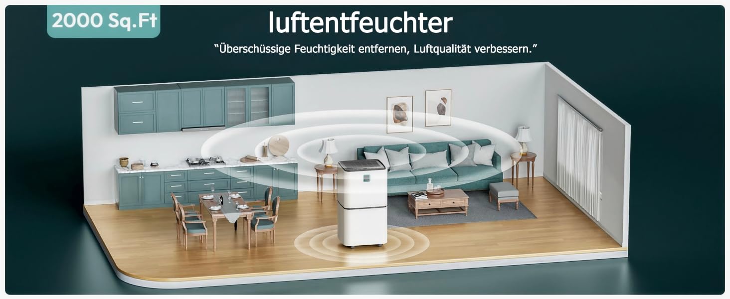 Електричний осушувач повітря 12л/24г з сенсорним керуванням, 3-кольоровим дисплеєм та таймером, для дому та швидкого сушіння білизни, ванної кімнати, підвалу, білий