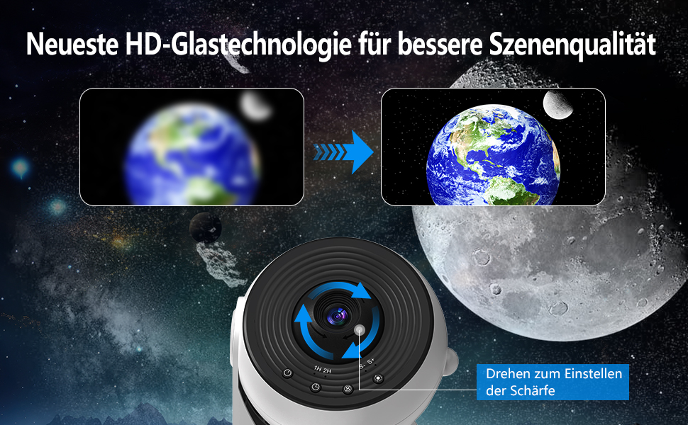 Проектор нічного неба Sternenhimmel Home Planetarium: лампа-проектор зірок та галактики для дітей та дорослих, 14 дисків з планетами, Місяцем та тематичними сценами для спальні